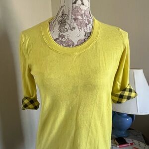 Burberry Bright Yellow Plaid sweater. Made of cotton and cashmere